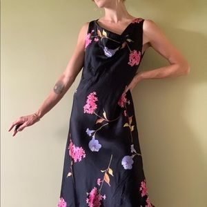 Jones New York 100% silk vintage cowl neck midi slip dress